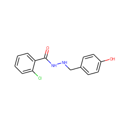 O=C(NNCc1ccc(O)cc1)c1ccccc1Cl ZINC000004279566