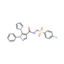 O=C(NNS(=O)(=O)c1ccc(Cl)cc1)c1cnn(-c2ccccc2)c1-n1cccc1 ZINC000008672180