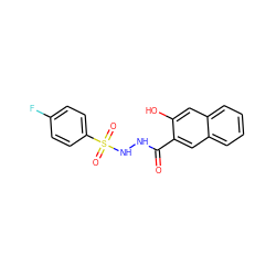 O=C(NNS(=O)(=O)c1ccc(F)cc1)c1cc2ccccc2cc1O ZINC000000829220