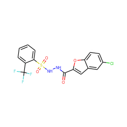 O=C(NNS(=O)(=O)c1ccccc1C(F)(F)F)c1cc2cc(Cl)ccc2o1 ZINC000016051764