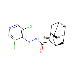 O=C(NNc1c(Cl)cncc1Cl)[C@@H]1[C@H]2C[C@H]3C[C@@H](C2)[C@@H](Br)[C@H]1C3 ZINC000254079911