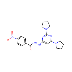 O=C(NNc1cc(N2CCCC2)nc(N2CCCC2)n1)c1ccc([N+](=O)[O-])cc1 ZINC000000842944