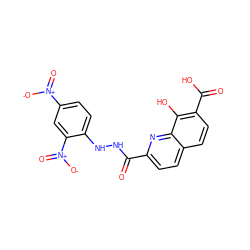 O=C(NNc1ccc([N+](=O)[O-])cc1[N+](=O)[O-])c1ccc2ccc(C(=O)O)c(O)c2n1 ZINC000026505435