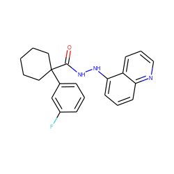 O=C(NNc1cccc2ncccc12)C1(c2cccc(F)c2)CCCCC1 ZINC000040956131