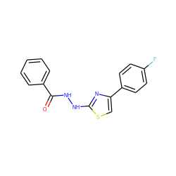 O=C(NNc1nc(-c2ccc(F)cc2)cs1)c1ccccc1 ZINC000001395224