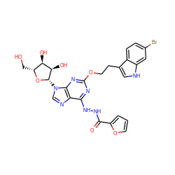 O=C(NNc1nc(OCCc2c[nH]c3cc(Br)ccc23)nc2c1ncn2[C@@H]1O[C@H](CO)[C@@H](O)[C@H]1O)c1ccco1 ZINC000029050906