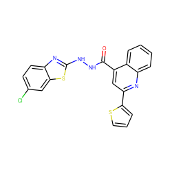 O=C(NNc1nc2ccc(Cl)cc2s1)c1cc(-c2cccs2)nc2ccccc12 ZINC000008830484