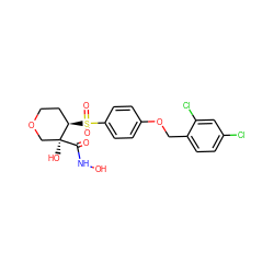 O=C(NO)[C@@]1(O)COCC[C@H]1S(=O)(=O)c1ccc(OCc2ccc(Cl)cc2Cl)cc1 ZINC000028379439