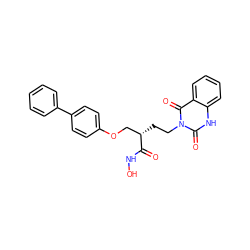 O=C(NO)[C@@H](CCn1c(=O)[nH]c2ccccc2c1=O)COc1ccc(-c2ccccc2)cc1 ZINC000026750775