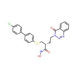 O=C(NO)[C@@H](CCn1nnc2ccccc2c1=O)CSc1ccc(-c2ccc(Cl)cc2)cc1 ZINC000001494448