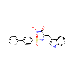 O=C(NO)[C@@H](Cc1c[nH]c2ccccc12)NS(=O)(=O)c1ccc(-c2ccccc2)cc1 ZINC000013778406