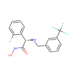 O=C(NO)[C@@H](NCc1cccc(C(F)(F)F)c1)c1ccccc1F ZINC000028765861