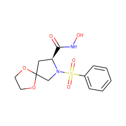 O=C(NO)[C@@H]1CC2(CN1S(=O)(=O)c1ccccc1)OCCO2 ZINC000040955222