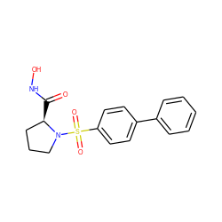 O=C(NO)[C@@H]1CCCN1S(=O)(=O)c1ccc(-c2ccccc2)cc1 ZINC000073296049