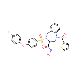 O=C(NO)[C@@H]1CN(C(=O)c2cccs2)c2ccccc2CN1S(=O)(=O)c1ccc(Oc2ccc(Cl)cc2)cc1 ZINC000026726764