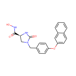 O=C(NO)[C@@H]1CN(Cc2ccc(Oc3ccc4ccccc4c3)cc2)C(=O)N1 ZINC000000591884