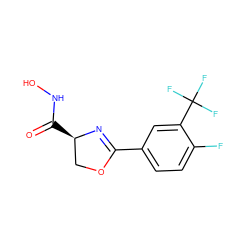 O=C(NO)[C@@H]1COC(c2ccc(F)c(C(F)(F)F)c2)=N1 ZINC000013474895