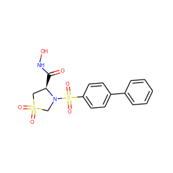 O=C(NO)[C@@H]1CS(=O)(=O)CN1S(=O)(=O)c1ccc(-c2ccccc2)cc1 ZINC000073313689