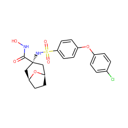 O=C(NO)[C@]1(NS(=O)(=O)c2ccc(Oc3ccc(Cl)cc3)cc2)C[C@@H]2CC[C@H](C1)O2 ZINC000101008298