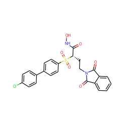 O=C(NO)[C@H](CCN1C(=O)c2ccccc2C1=O)S(=O)(=O)c1ccc(-c2ccc(Cl)cc2)cc1 ZINC000034801846