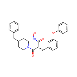 O=C(NO)[C@H](Cc1cccc(Oc2ccccc2)c1)C(=O)N1CCC(Cc2ccccc2)CC1 ZINC000035272297