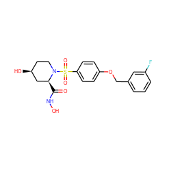 O=C(NO)[C@H]1C[C@@H](O)CCN1S(=O)(=O)c1ccc(OCc2cccc(F)c2)cc1 ZINC000013441609