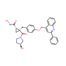 O=C(NO)[C@H]1C[C@]1(Cc1ccc(OCc2cc(-c3ccccc3)nc3ccccc23)cc1)C(=O)N1CC[C@H](O)C1 ZINC000042803930