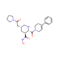 O=C(NO)[C@H]1C[C@H](CC(=O)N2CCCC2)CN[C@@H]1C(=O)N1CC=C(c2ccccc2)CC1 ZINC000045261822