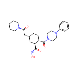 O=C(NO)[C@H]1C[C@H](CC(=O)N2CCCCC2)CC[C@@H]1C(=O)N1CCN(c2ccccc2)CC1 ZINC000034481034