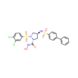 O=C(NO)[C@H]1C[C@H](NS(=O)(=O)c2ccc(-c3ccccc3)cc2)CN1S(=O)(=O)c1ccc(Cl)c(Cl)c1 ZINC000473158387