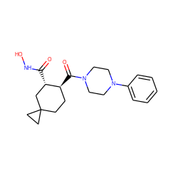 O=C(NO)[C@H]1CC2(CC[C@@H]1C(=O)N1CCN(c3ccccc3)CC1)CC2 ZINC000040955367