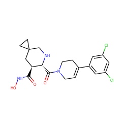 O=C(NO)[C@H]1CC2(CC2)CN[C@@H]1C(=O)N1CC=C(c2cc(Cl)cc(Cl)c2)CC1 ZINC000029037905