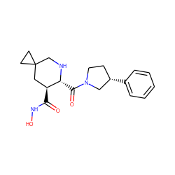 O=C(NO)[C@H]1CC2(CC2)CN[C@@H]1C(=O)N1CC[C@H](c2ccccc2)C1 ZINC000029038143