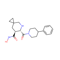 O=C(NO)[C@H]1CC2(CC2)CN[C@@H]1C(=O)N1CCC(c2ccccc2)CC1 ZINC000034801905