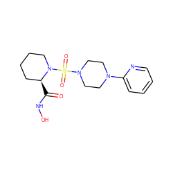 O=C(NO)[C@H]1CCCCN1S(=O)(=O)N1CCN(c2ccccn2)CC1 ZINC000003820501