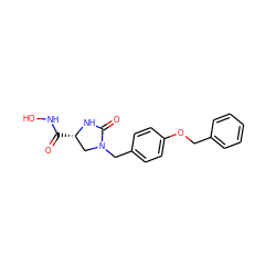 O=C(NO)[C@H]1CN(Cc2ccc(OCc3ccccc3)cc2)C(=O)N1 ZINC000028226409