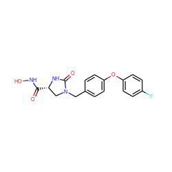 O=C(NO)[C@H]1CN(Cc2ccc(Oc3ccc(F)cc3)cc2)C(=O)N1 ZINC000003817611