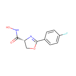 O=C(NO)[C@H]1COC(c2ccc(F)cc2)=N1 ZINC000013474894