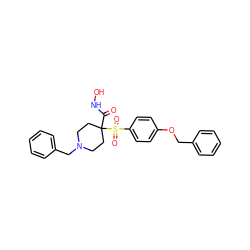 O=C(NO)C1(S(=O)(=O)c2ccc(OCc3ccccc3)cc2)CCN(Cc2ccccc2)CC1 ZINC000013521077