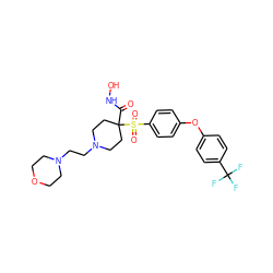 O=C(NO)C1(S(=O)(=O)c2ccc(Oc3ccc(C(F)(F)F)cc3)cc2)CCN(CCN2CCOCC2)CC1 ZINC000072109866