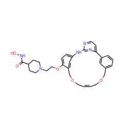 O=C(NO)C1CCN(CCOc2ccc3cc2COC/C=C/COCc2cccc(c2)-c2ccnc(n2)N3)CC1 ZINC001772611178