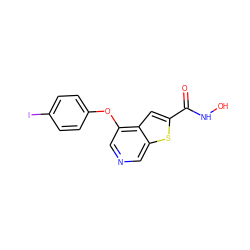 O=C(NO)c1cc2c(Oc3ccc(I)cc3)cncc2s1 ZINC000040974721