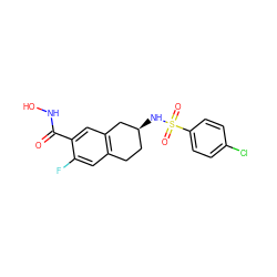 O=C(NO)c1cc2c(cc1F)CC[C@H](NS(=O)(=O)c1ccc(Cl)cc1)C2 ZINC000113850792