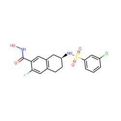 O=C(NO)c1cc2c(cc1F)CC[C@H](NS(=O)(=O)c1cccc(Cl)c1)C2 ZINC000113846903