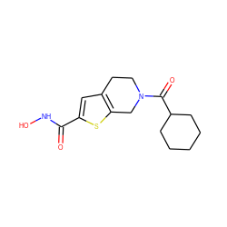 O=C(NO)c1cc2c(s1)CN(C(=O)C1CCCCC1)CC2 ZINC000096933614