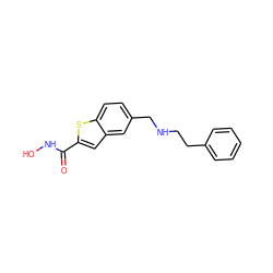 O=C(NO)c1cc2cc(CNCCc3ccccc3)ccc2s1 ZINC000028900071