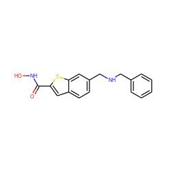 O=C(NO)c1cc2ccc(CNCc3ccccc3)cc2s1 ZINC000028900047