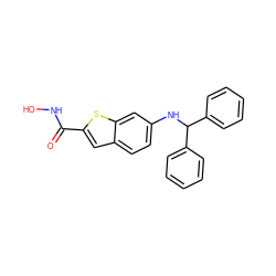 O=C(NO)c1cc2ccc(NC(c3ccccc3)c3ccccc3)cc2s1 ZINC000028899978