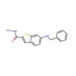 O=C(NO)c1cc2ccc(NCc3ccccc3)cc2s1 ZINC000028899955