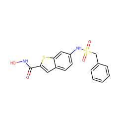 O=C(NO)c1cc2ccc(NS(=O)(=O)Cc3ccccc3)cc2s1 ZINC000029133220